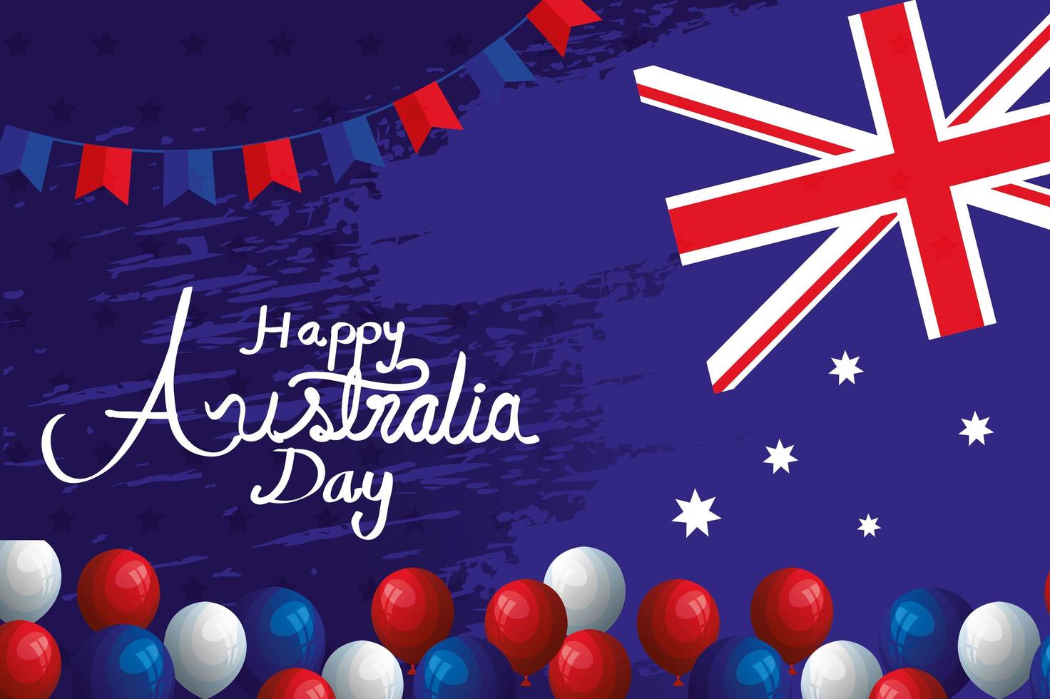 happy australia day with flag and balloons helium vector