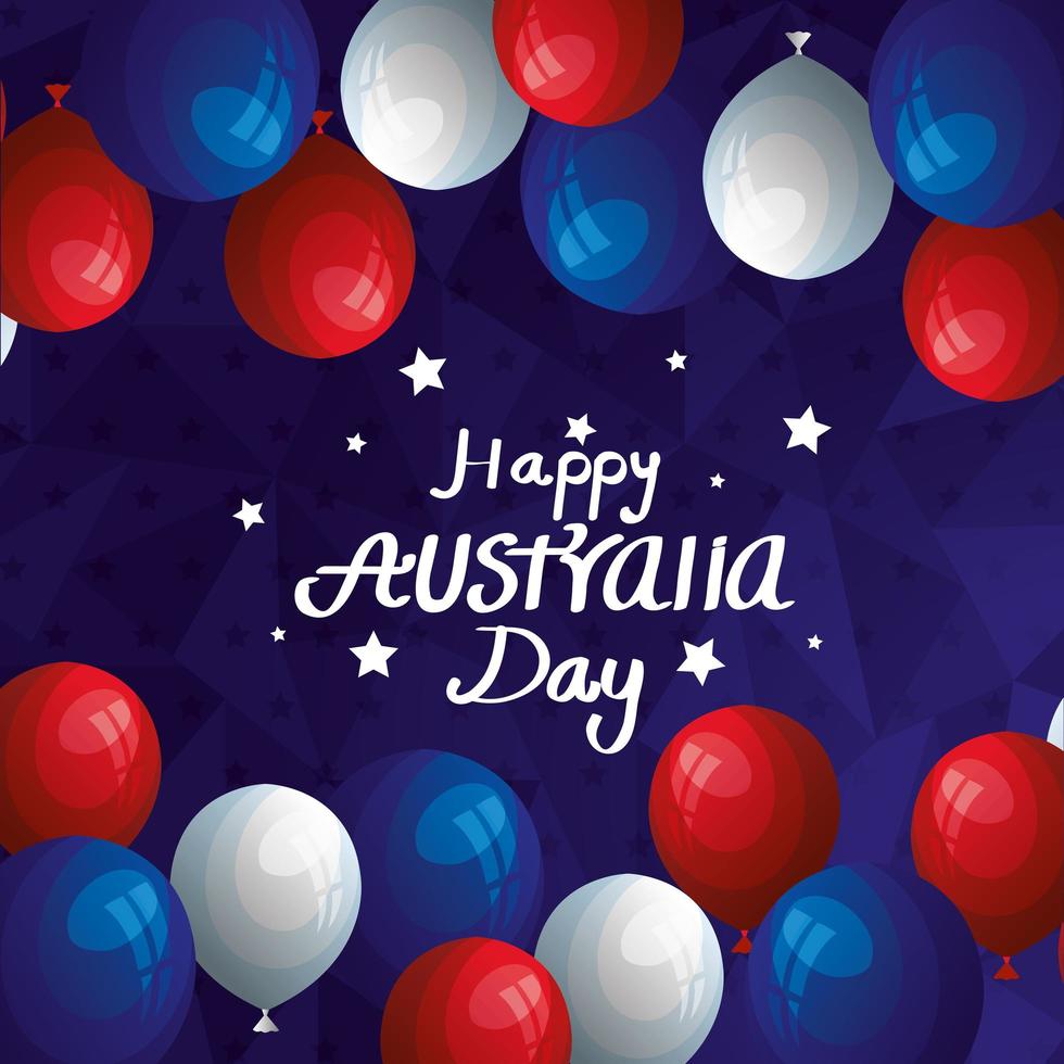 feliz día de australia con decoración de globos de helio vector