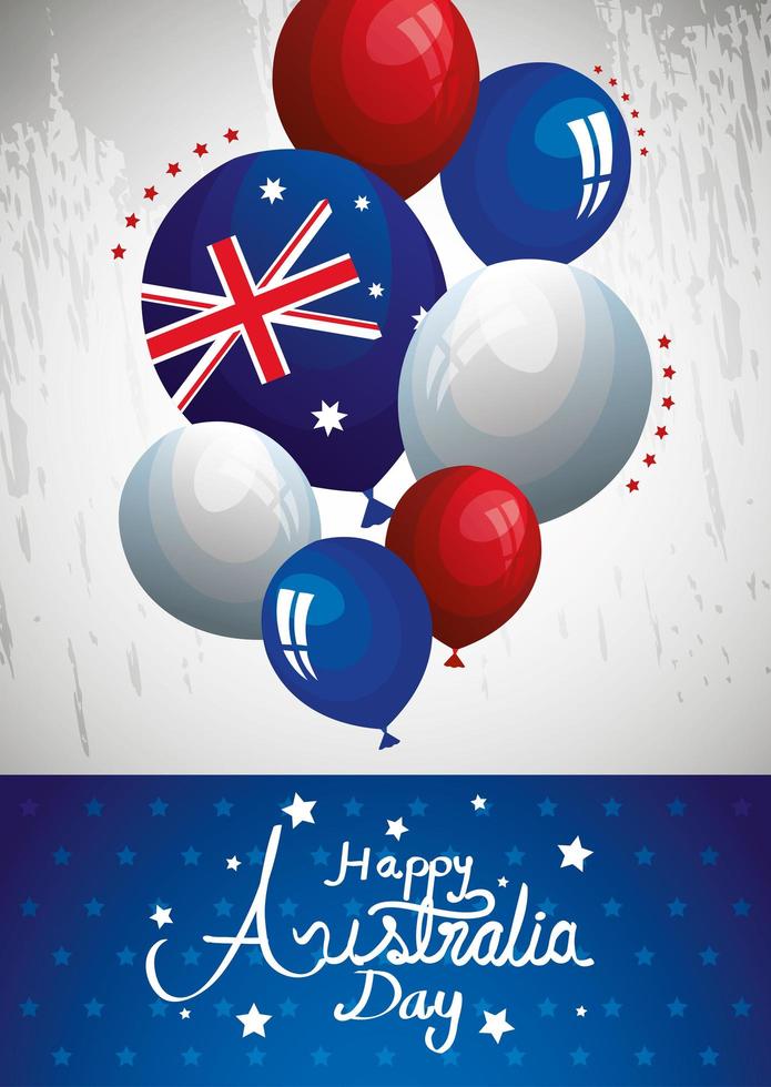 feliz día de australia con decoración de globos de helio vector