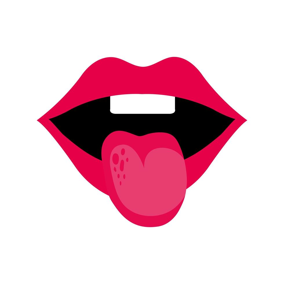 sexy mouth with tongue out pop art style icon vector