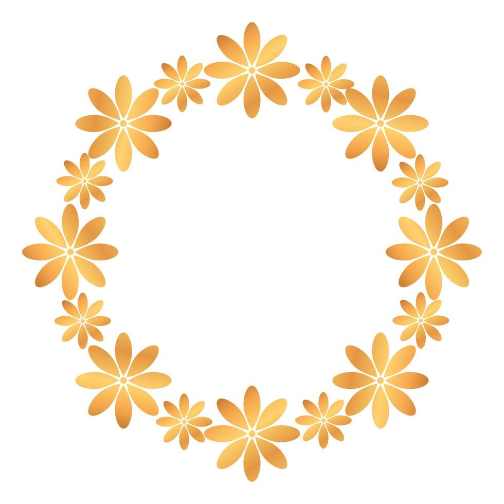 frame circular of golden flowers natural isolated icon vector