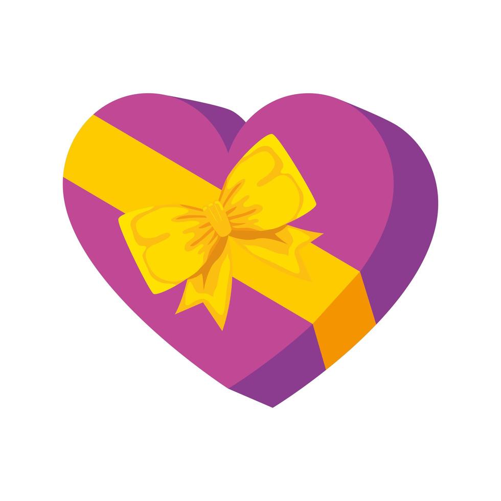 gift in heart shape isolated icon vector