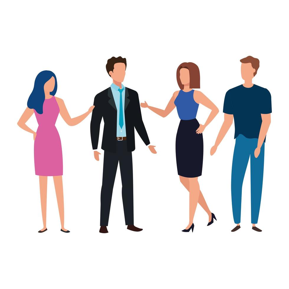 meeting of business people avatar characters vector