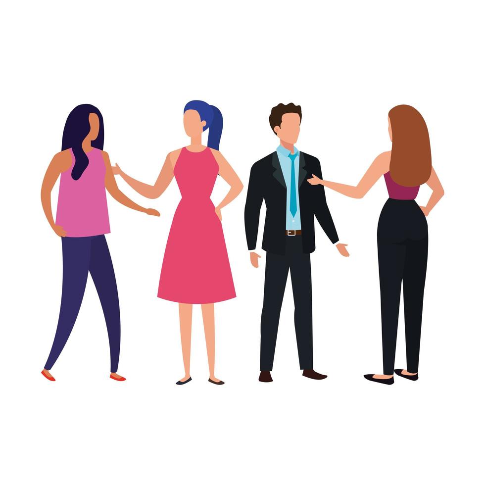 meeting of business people avatar characters vector