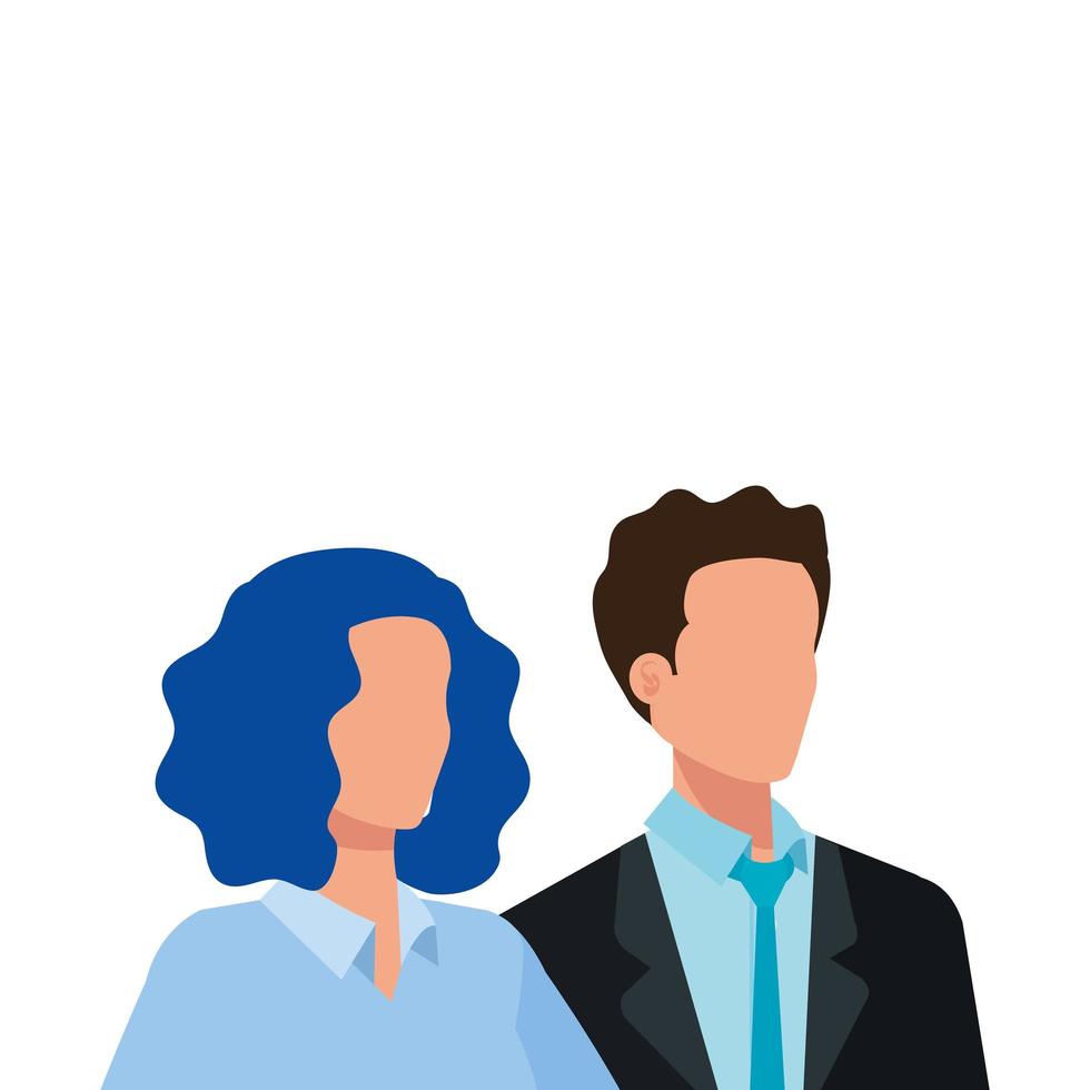 business couple elegant avatar character vector