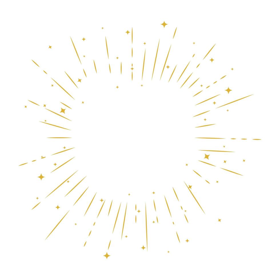 golden sunburst decoration line style icon vector