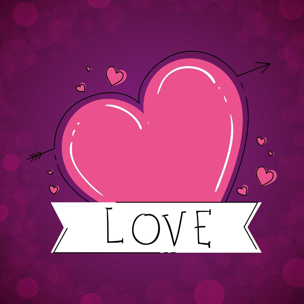 happy valentines day with heart and ribbon vector