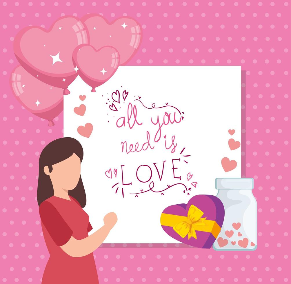 poster with all you need is love and decoration vector