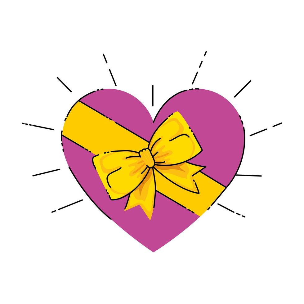 gift in heart shape isolated icon vector