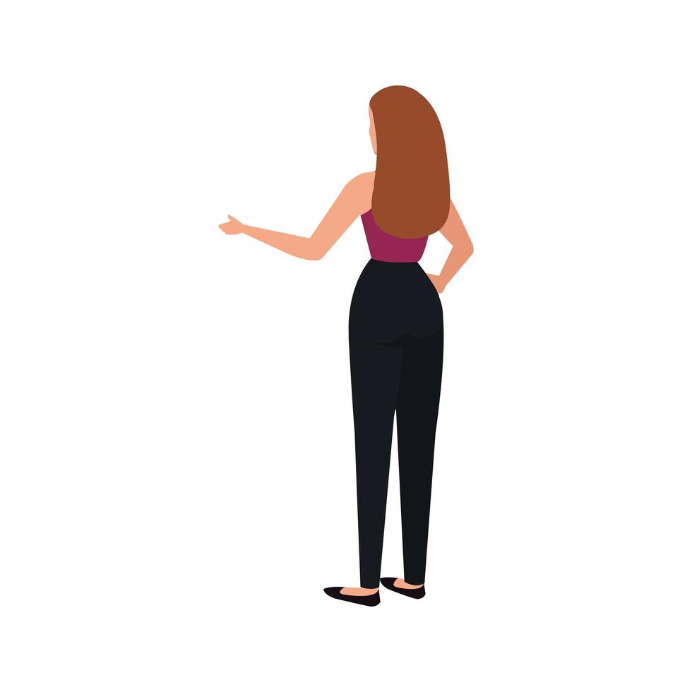 back business woman elegant avatar character vector