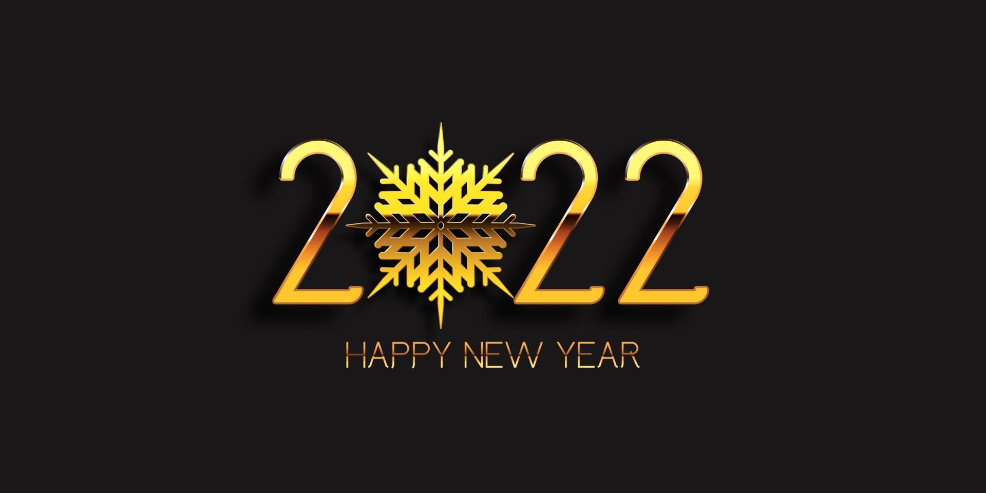 happy new year banner design with gold snowflake vector