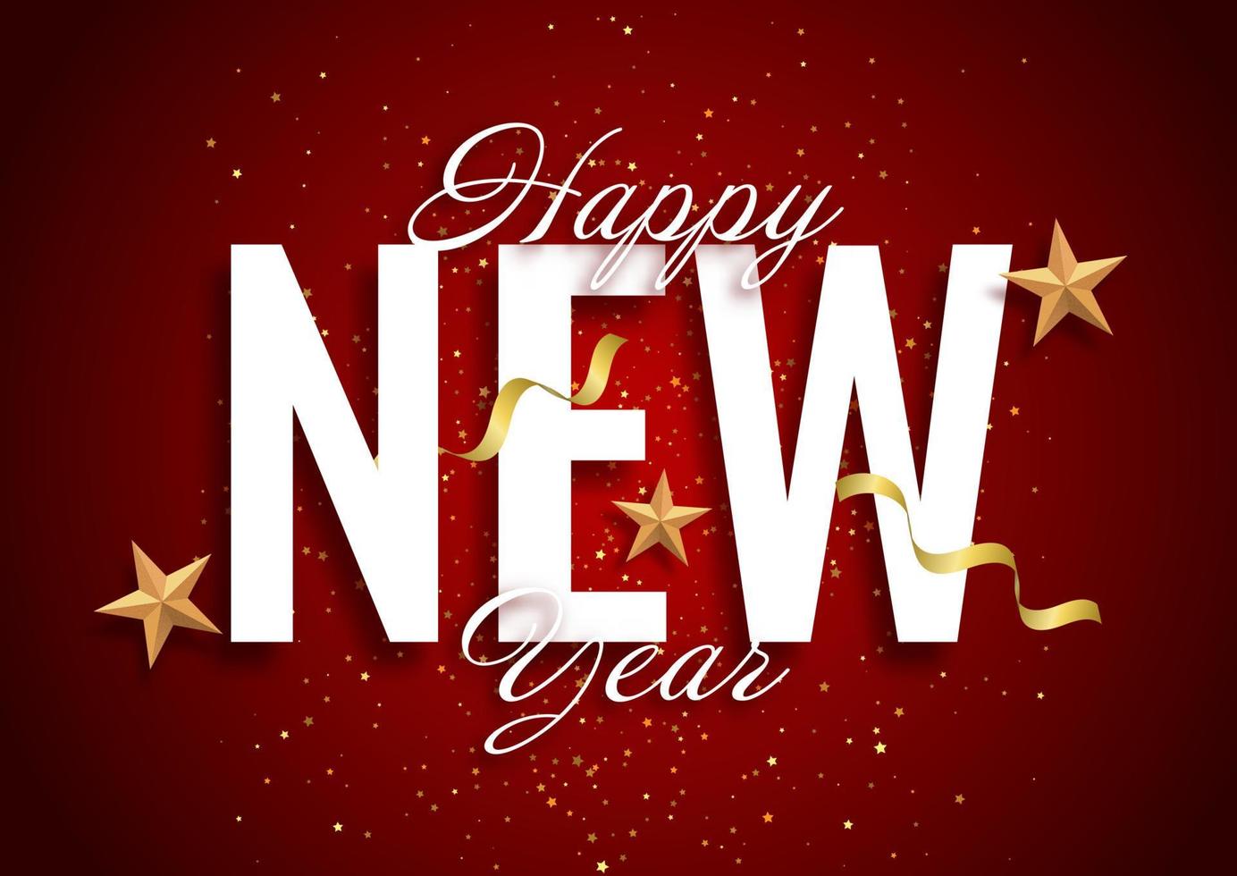 happy new year background with gold stars vector