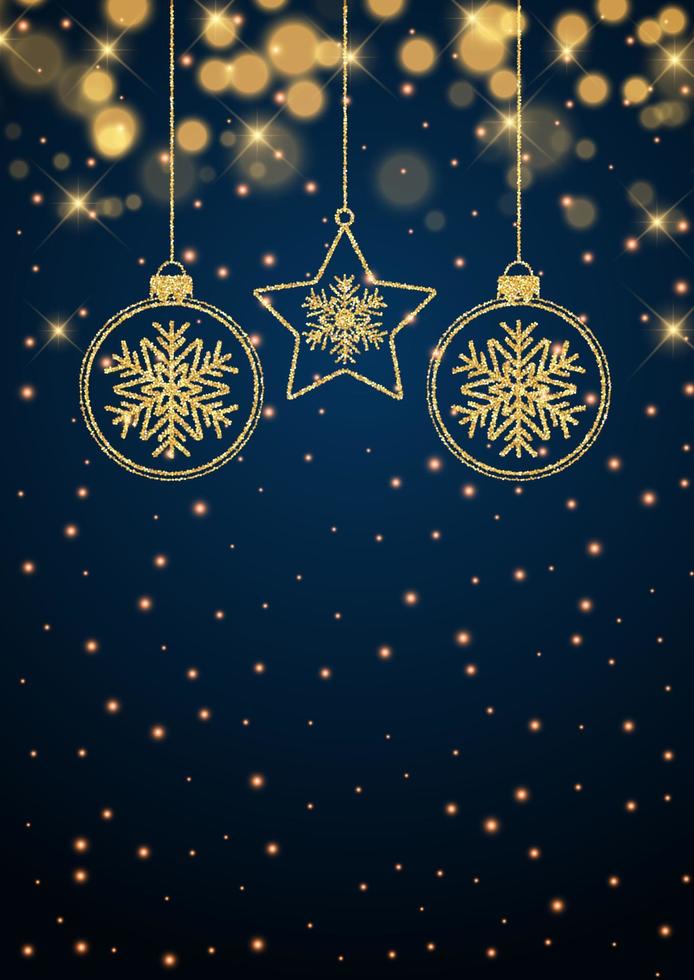 sparkle christmas background with glittery decorations vector