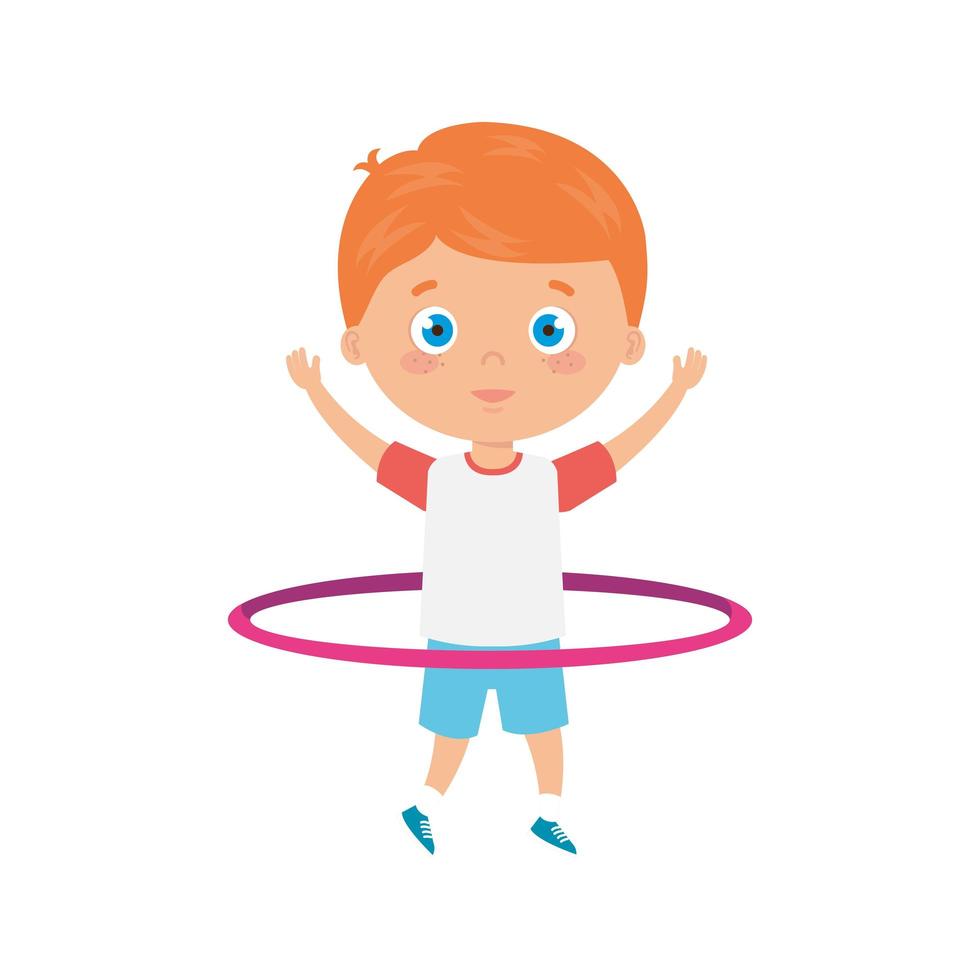 lindo, niño pequeño, juego, hula, hula, aislado, icono vector