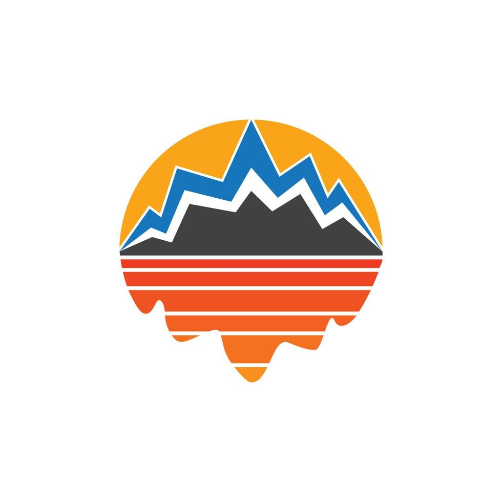 sun mountain shadow in the sea outdoor logo vector