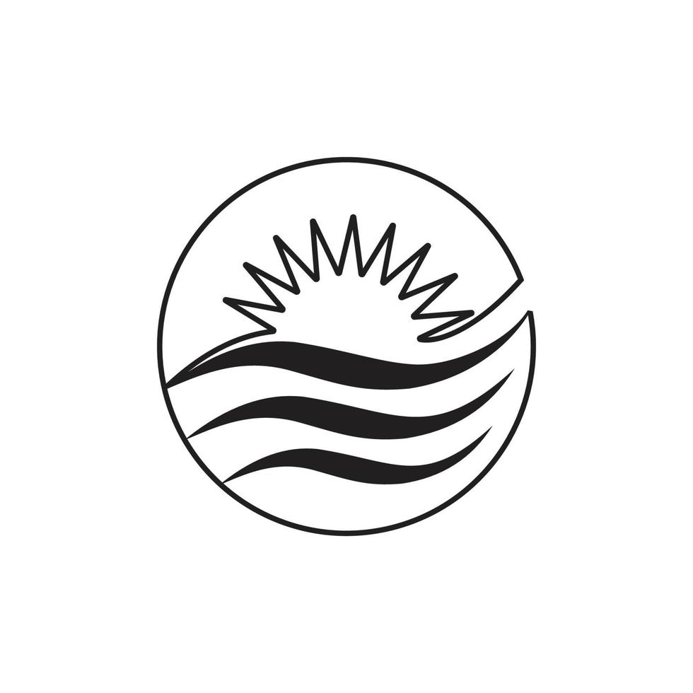 sun waves circle outline design vector