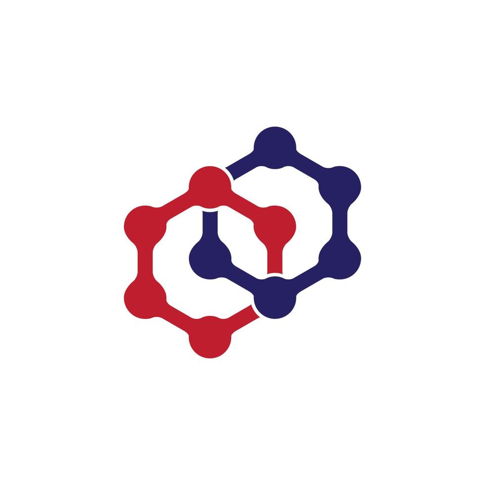 linked hexagonal dots simple logo vector