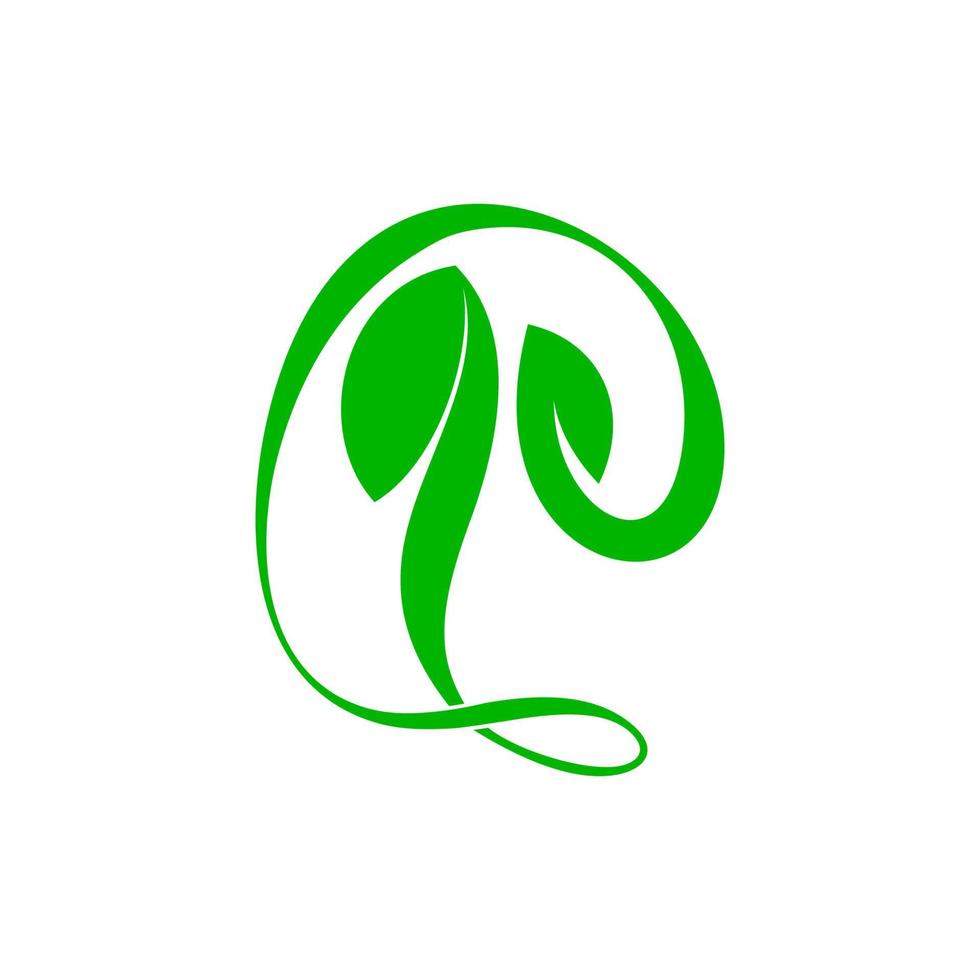 simple abstract curves nature green leaf symbol logo vector