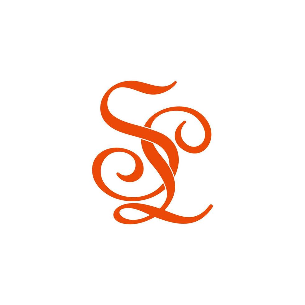 letter sl symbol curves linked ribbon logo vector
