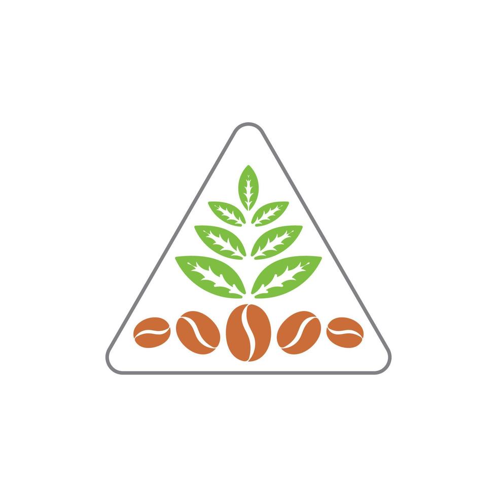 vector de logotipo de línea triangular de hoja de té de grano de café