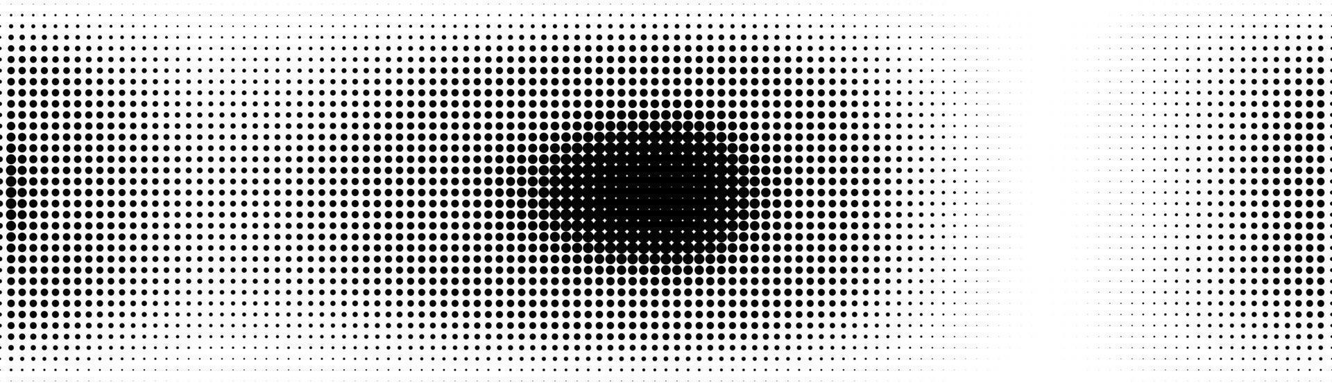 Halftone in abstract style. Geometric retro banner vector texture. Modern print. White and black background. Light effect
