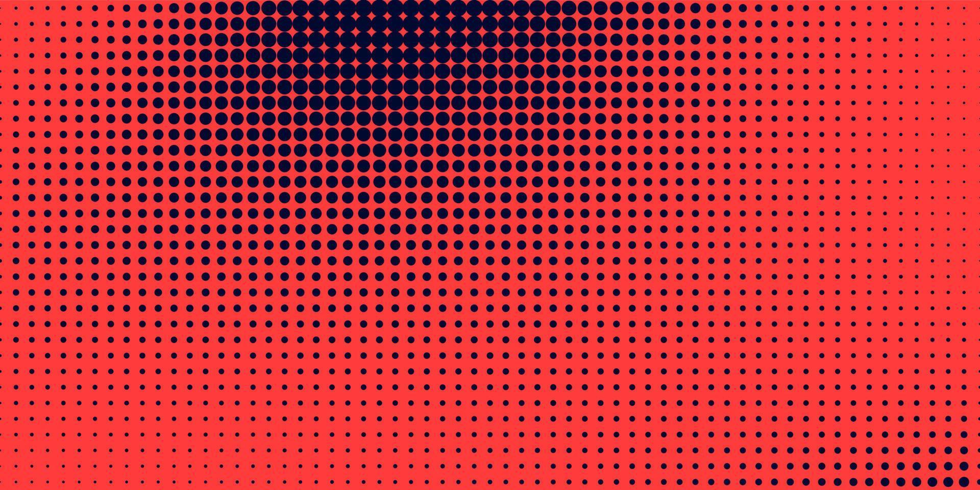 Halftone in abstract style. Geometric retro banner vector texture. Modern print. Dark blue and red background. Light effect