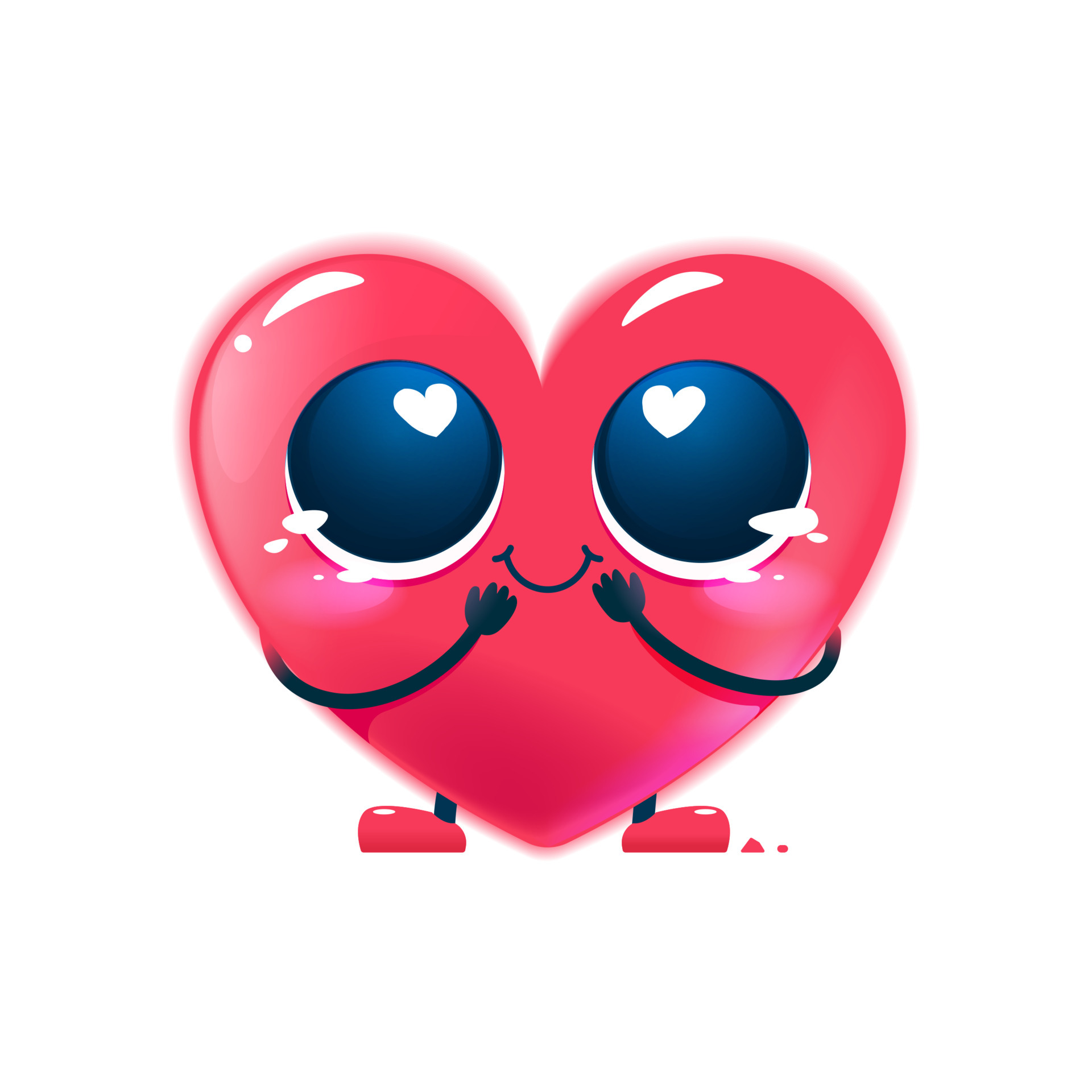 Red happy heart character. Cute face with big eyes and hands and legs.  Vector cartoon illustration for kids. 4478455 Vector Art at Vecteezy