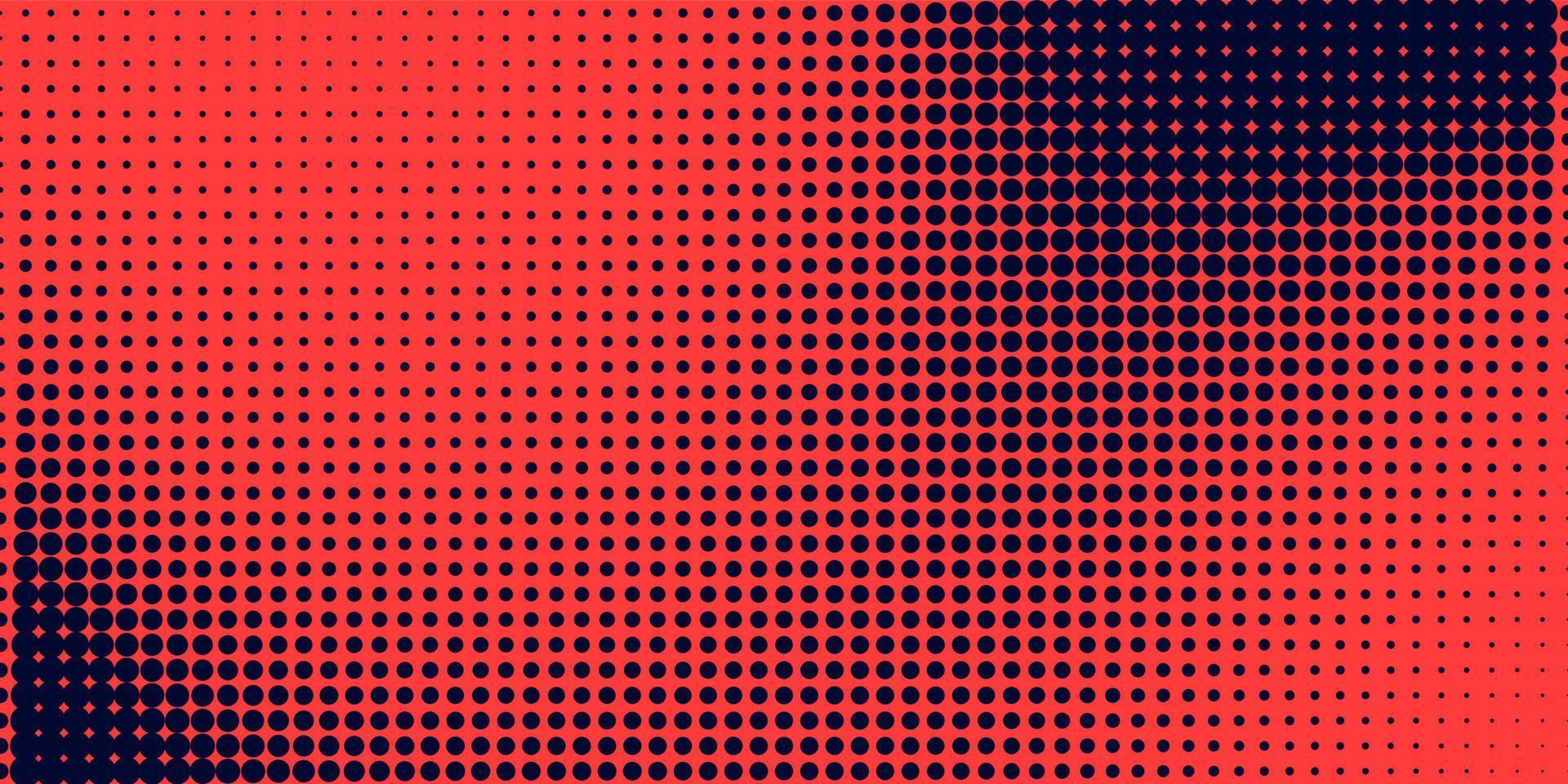 Halftone in abstract style. Geometric retro banner vector texture. Modern print. Dark blue and red background. Light effect