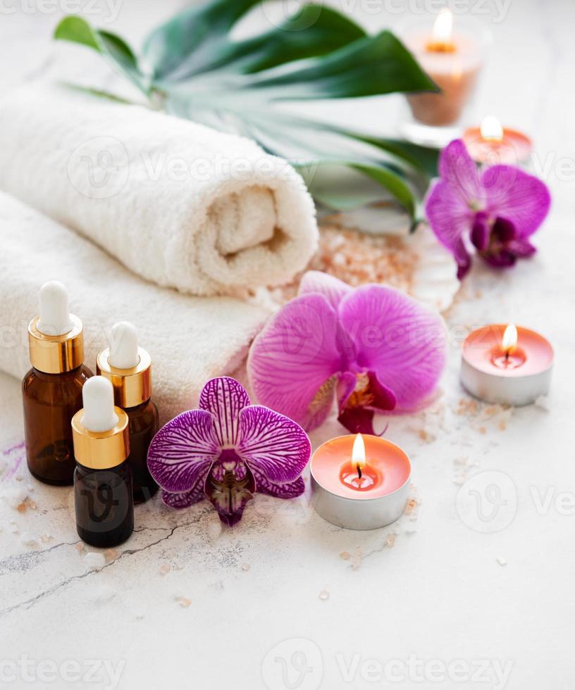 Spa products with orchids photo