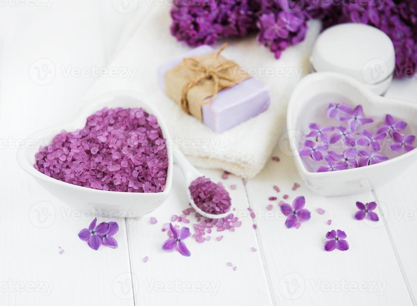 natural soap with lilac flowers photo