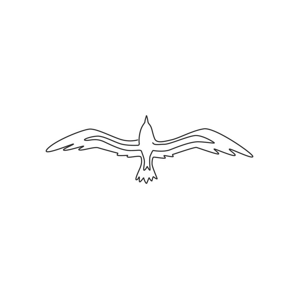One single line drawing of wild seagull for company business logo identity. Cute bird mascot concept for conservation national park symbol. Continuous line draw design vector graphic illustration