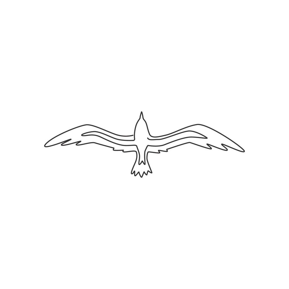 un dibujo de una sola línea de gaviota salvaje para la identidad del logotipo de la empresa. concepto lindo de la mascota del pájaro para el símbolo del parque nacional de conservación. Ilustración gráfica de vector de diseño de dibujo de línea continua