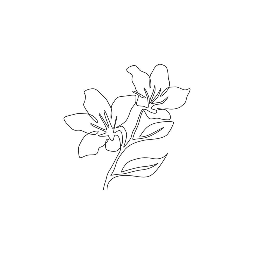 dibujo de una sola línea de belleza azalea fresca para el logotipo del  jardín. concepto decorativo