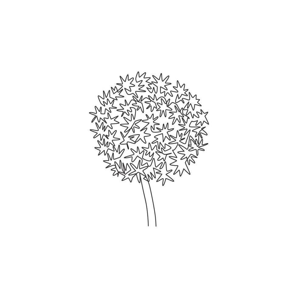 Un dibujo de línea continua Beauty Fresh Allium Globemaster para decoración de pared de arte para el hogar Impresión de póster. concepto de flor de cebolla gigante decorativa para tarjeta de felicitación. Ilustración de vector de diseño de dibujo de una sola línea