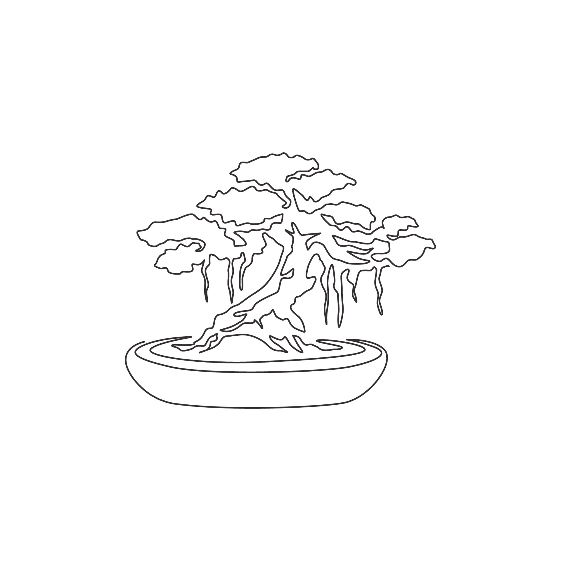 Single continuous line drawing of beautiful and exotic Japan bonsai