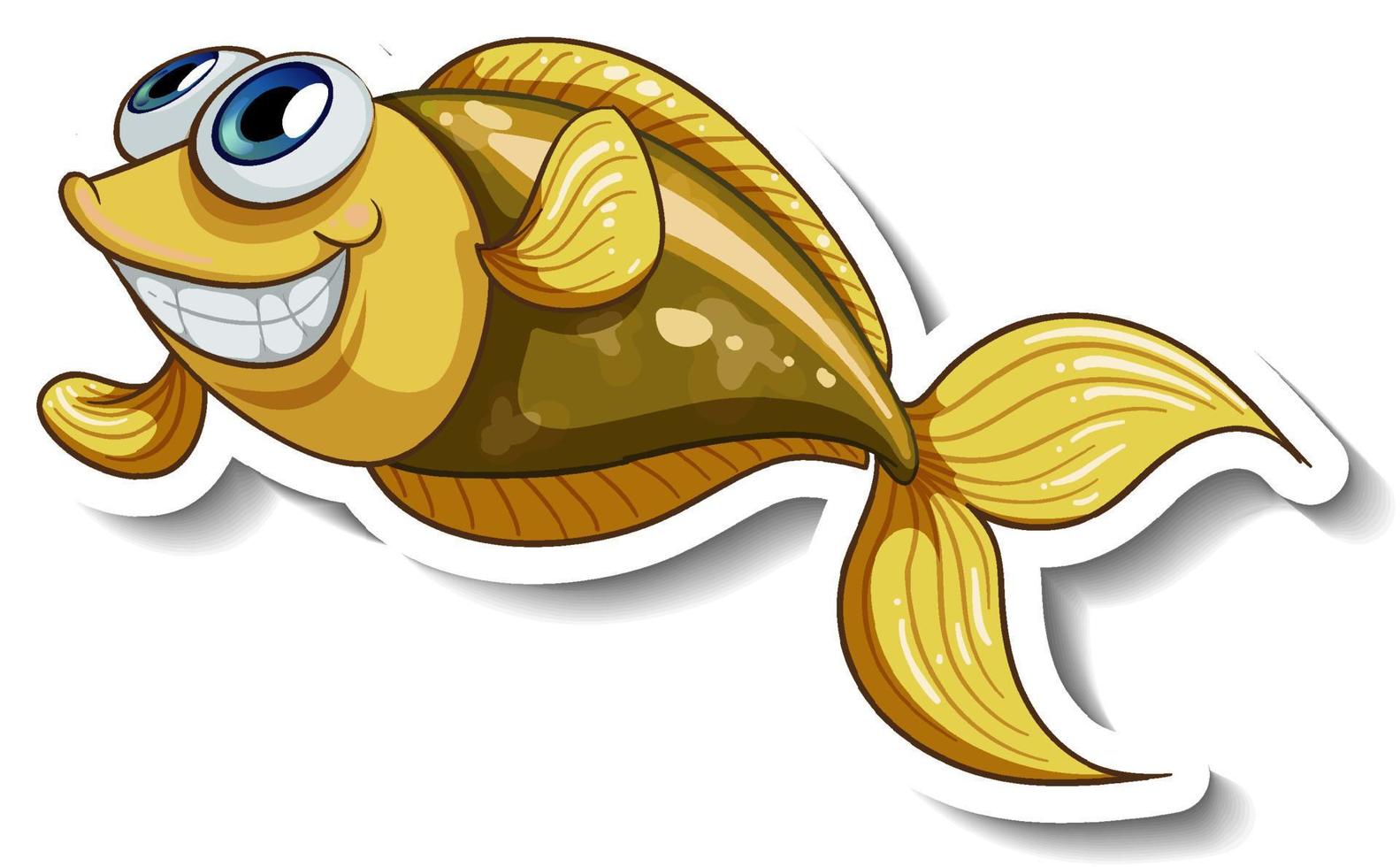 Pegatina de dibujos animados de animales marinos con peces lindos vector