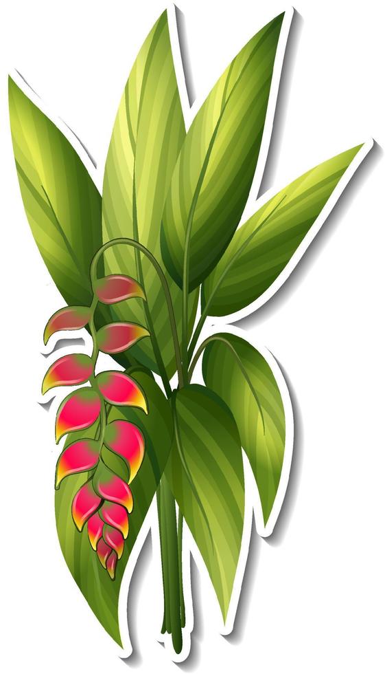 Tropical leaves brush sticker on white background vector