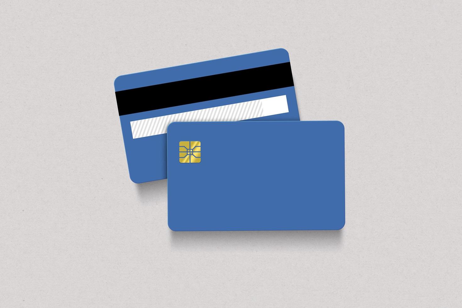 Tarjeta de crédito azul anverso y reverso aislado foto