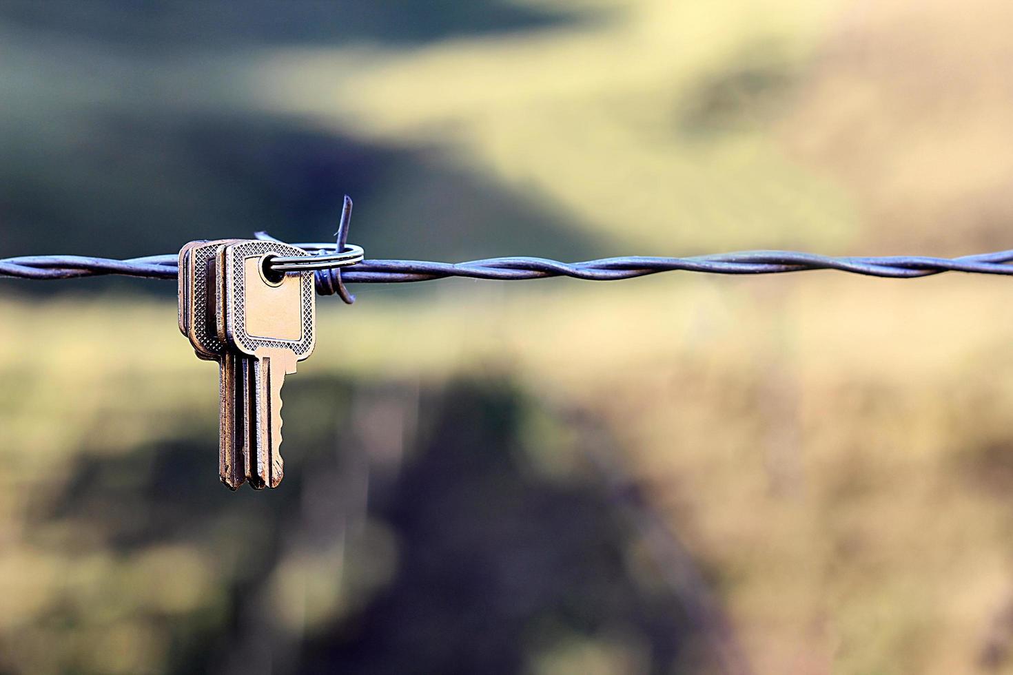 llaves colgando de un cable, luchando por el éxito y el éxito profesional y personal foto