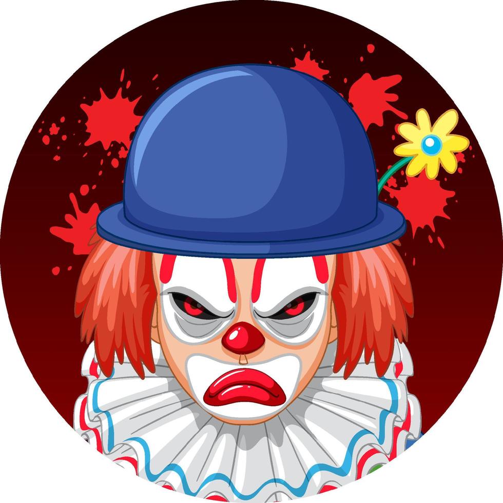 Scary creepy clown face vector