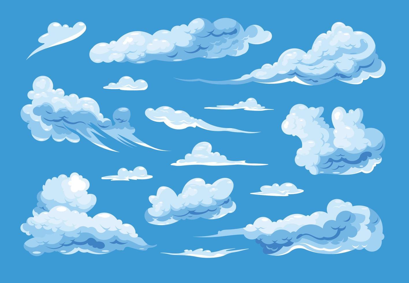Sky Clouds Set On Blue Background vector