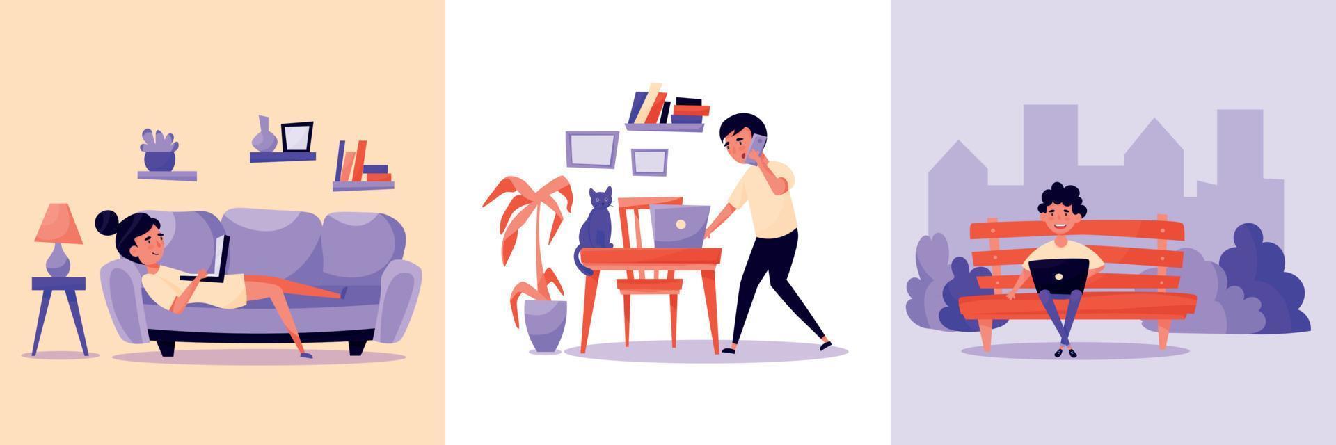 Freelance Work Cartoon Concept vector