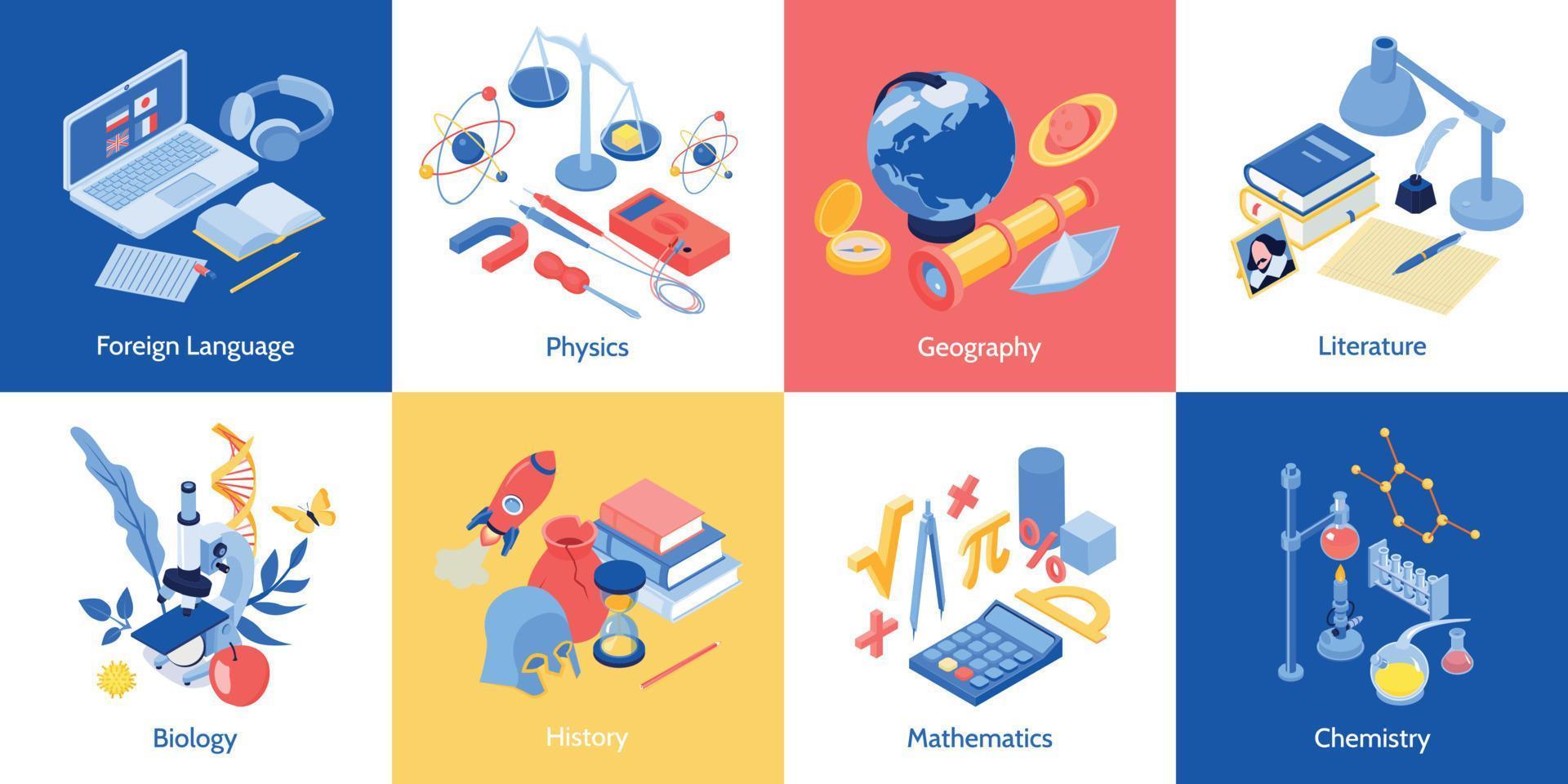 School Disciplines Design Concept vector