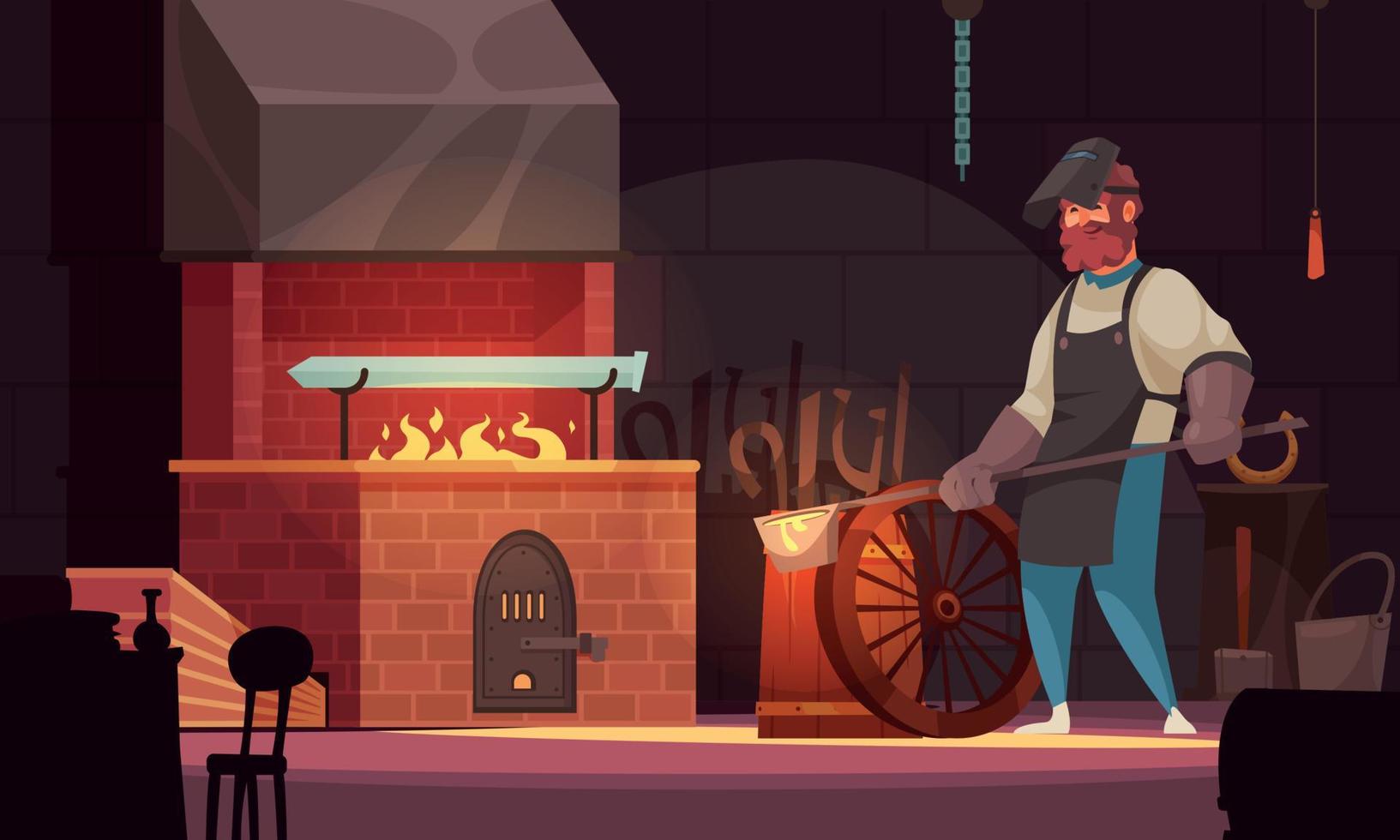 Blacksmith Workshop Cartoon Composition vector