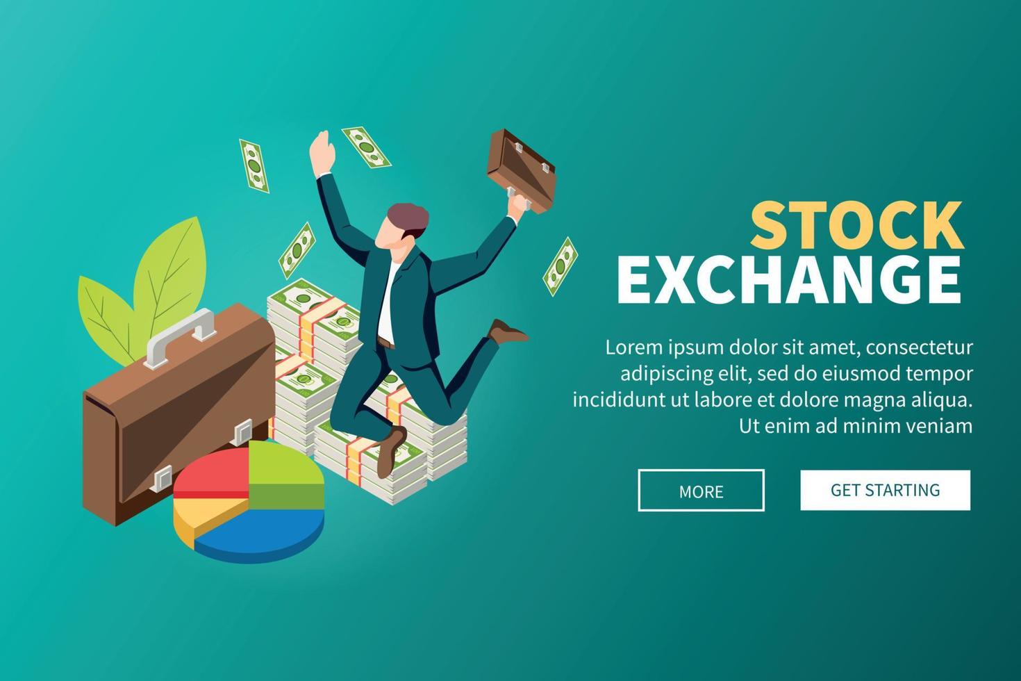 Stock Exchange Isometric Web Banner vector