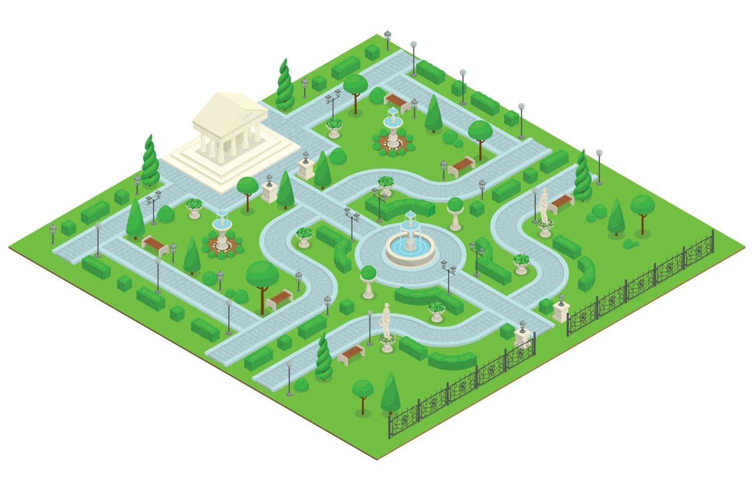 Colored Isometric Landscape Design Park Composition vector