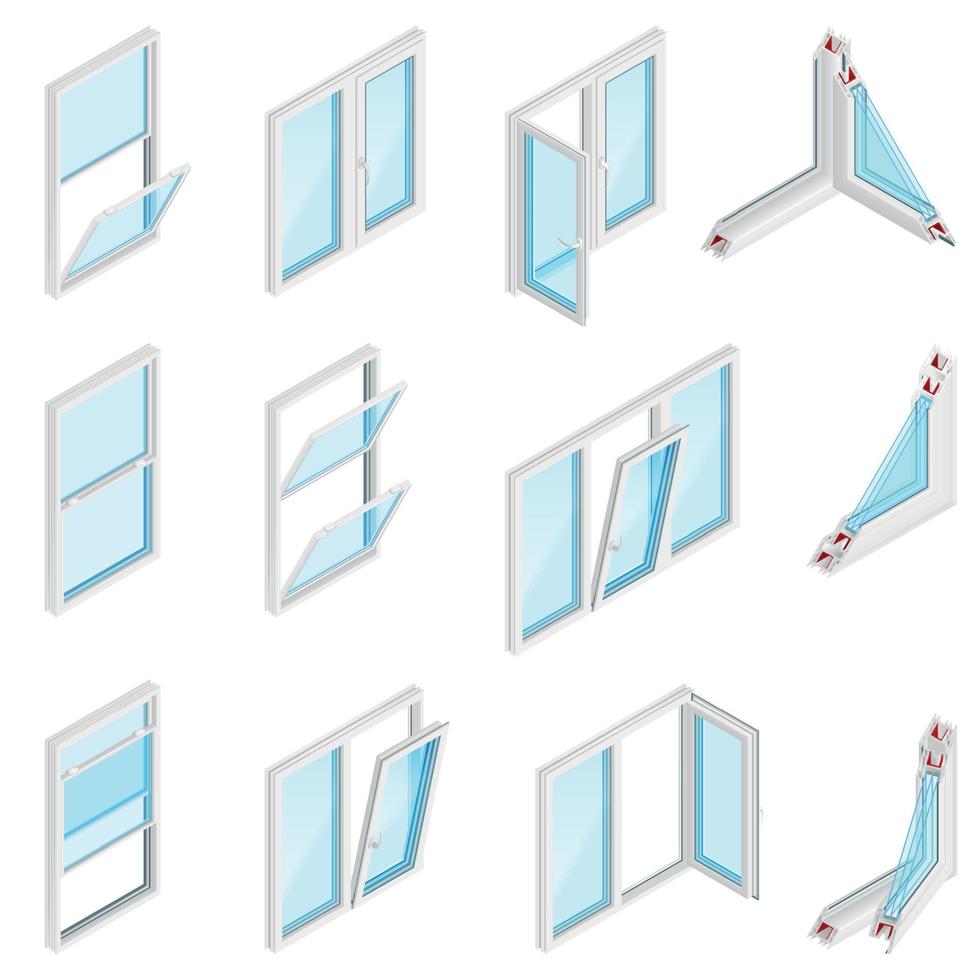 Windows Installation Service Isometric Set vector