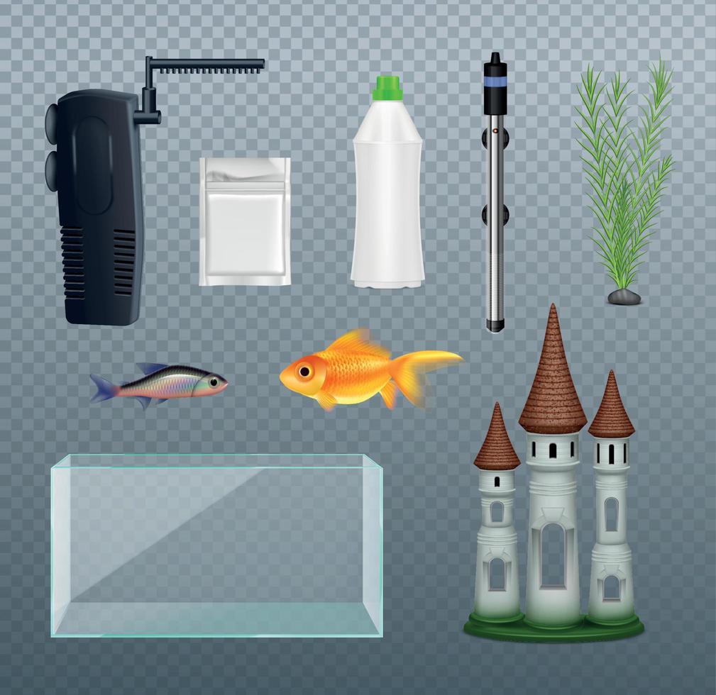 acuario realista set vector