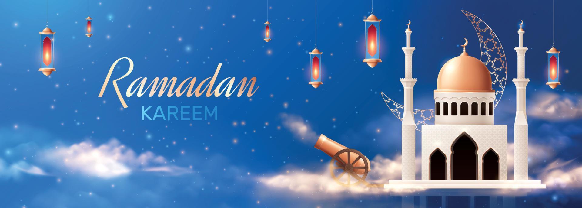 Realistic Ramadan Horizontal Composition vector