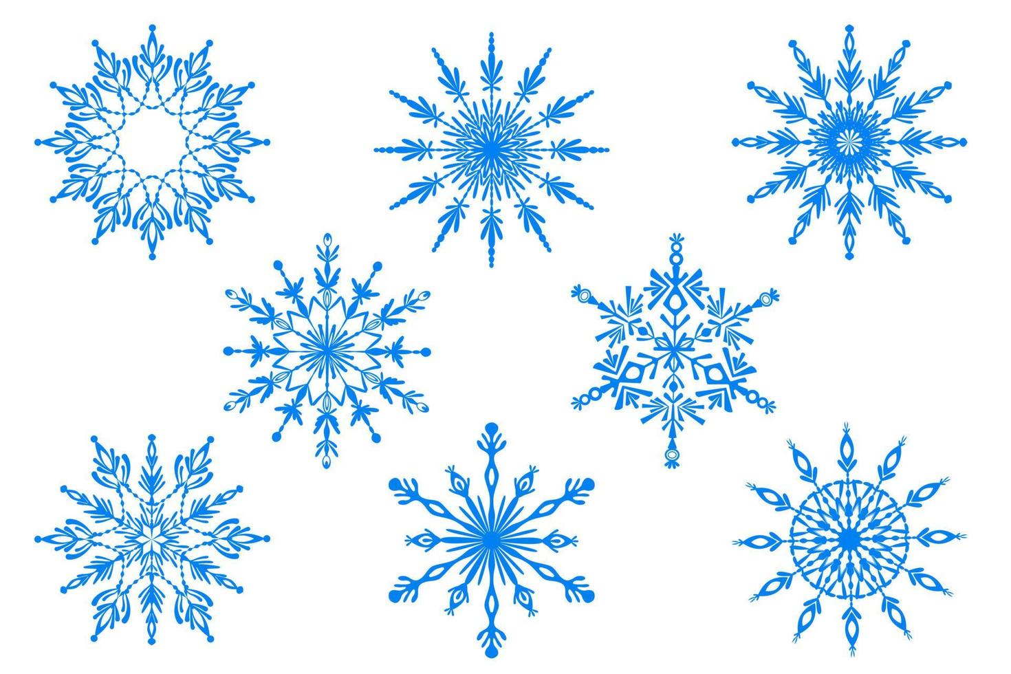 Snowflake icon set. Isolated on white background. Winter decor. vector